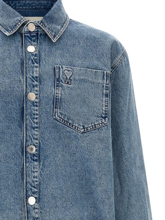 26FW 아미 긴팔 셔츠 UJK918DE0046480 Light Blue - AMI