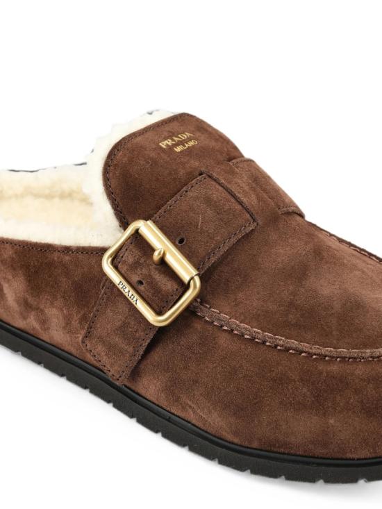 26FW 프라다 스웨이드 셔링 뮬 1R548O JFT Brown - PRADA