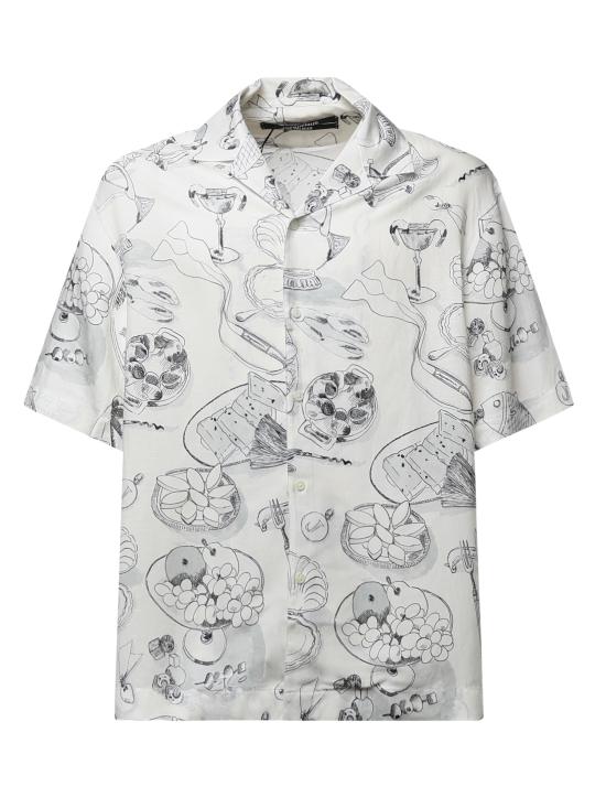 26FW 자크뮈스 반팔 셔츠 SHM00646AW00930 1TA PRINT TABLE OFF WHITE BLA
