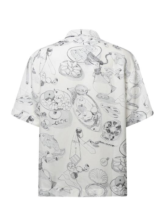 26FW 자크뮈스 반팔 셔츠 SHM00646AW00930 1TA PRINT TABLE OFF WHITE BLA - JACQUEMUS