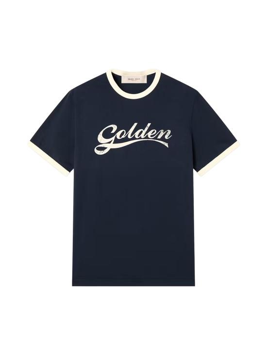 26FW 골든구스 반팔 티셔츠 GMP02761 P00262483134 BLUE HERITAGE WHITE