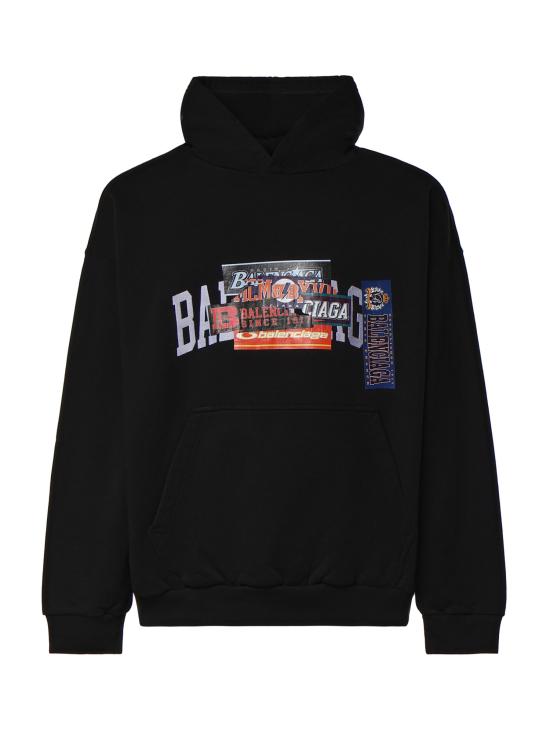 26FW 발렌시아가 범퍼 스티커 미디엄 핏 후디 871956 TUVS81000 BLACK
