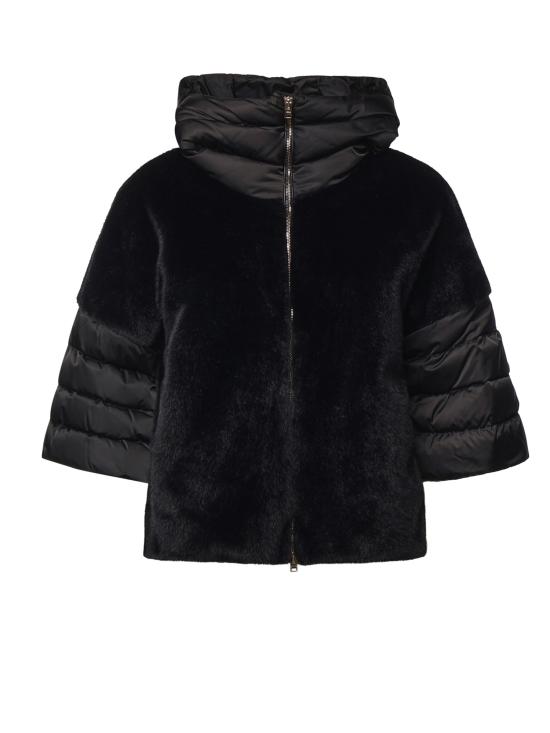 26FW 에르노 새틴 & 레이디 얼터너티브 퍼 케이프 다운 자켓 PI002132D 12170Z9300 BLACK