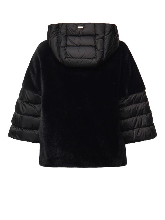 26FW 에르노 새틴 & 레이디 얼터너티브 퍼 케이프 다운 자켓 PI002132D 12170Z9300 BLACK - HERNO