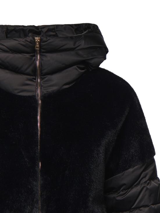 26FW 에르노 새틴 & 레이디 얼터너티브 퍼 케이프 다운 자켓 PI002132D 12170Z9300 BLACK - HERNO