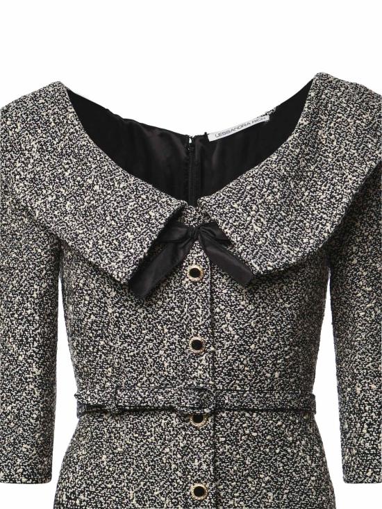 26FW 알레산드라리치 미디 원피스 FABX4529F4839 0922 WHITE BLACK MELANGE - ALESSANDRA RICH
