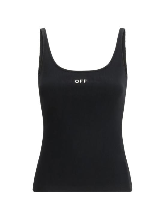26FW 오프화이트 민소매 티셔츠 2FA00672T W003 BLACK WHITE