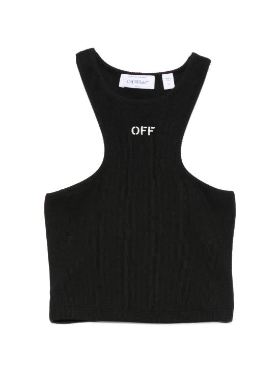 26FW 오프화이트 민소매 티셔츠 2FA00671T W003 BLACK WHITE