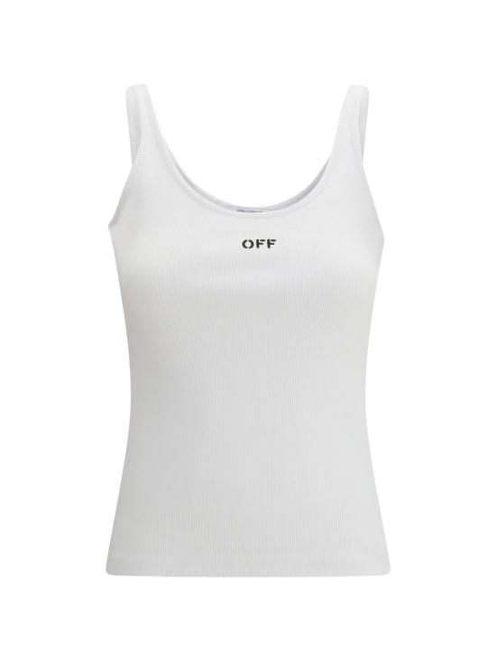 26FW 오프화이트 민소매 티셔츠 2FA00672T W102 WHITE BLACK