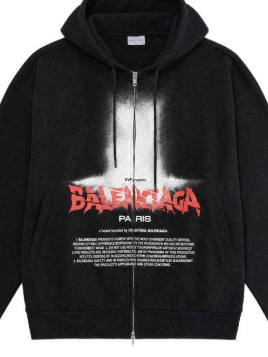 26FW 발렌시아가 더 도어 오버사이즈 집업 후디 850338 TUVQ91000 Black - BALENCIAGA