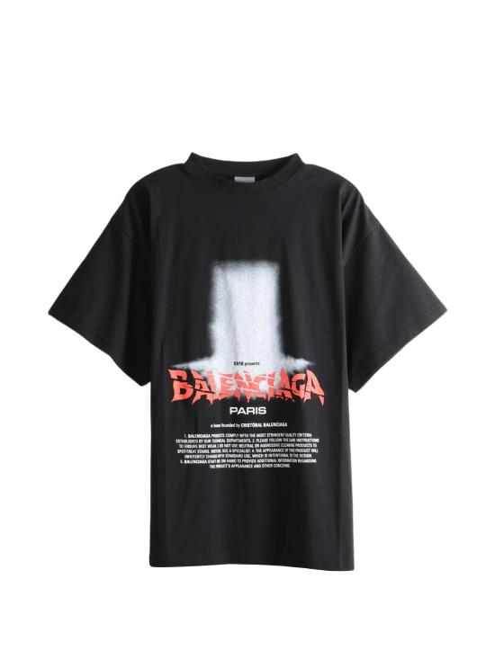 26FW 발렌시아가 더 도어 오버사이즈 티셔츠 850345 TUVO41000 Black