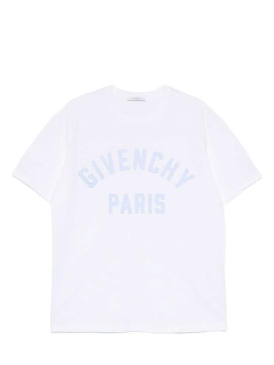 26FW 지방시 맥시 로고 코튼 티셔츠 BM71NK 3YRS128 WHITE LIGHT BLUE