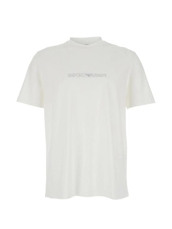 26FW 엠포리오 아르마니 반팔 티셔츠 EM004583 AF13669M0307 OFF WHITE EA LOG