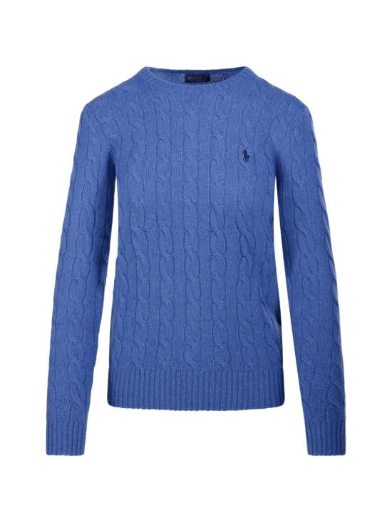 26FW 폴로 랄프로렌 폴로 자수 케이블 니트 스웨터 211971865 503 BLUE HEATHER