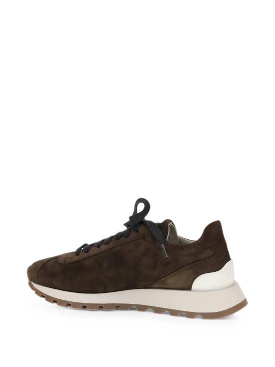 26FW 브루넬로 쿠치넬리 샤이니 탭 디테일 스웨이드 러닝 스니커즈 MZSFG2110 C9885 - BRUNELLO CUCINELLI