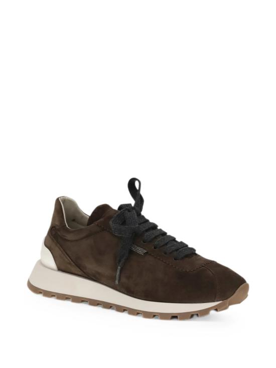 26FW 브루넬로 쿠치넬리 샤이니 탭 디테일 스웨이드 러닝 스니커즈 MZSFG2110 C9885 - BRUNELLO CUCINELLI