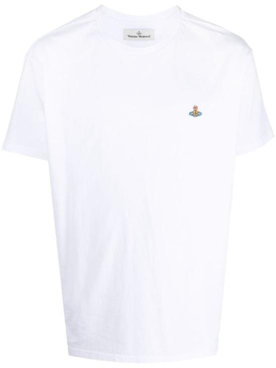 26FW 비비안웨스트우드 가먼트 다이드 로고 저지 반팔 티셔츠 3G010013 J00BLA401 White