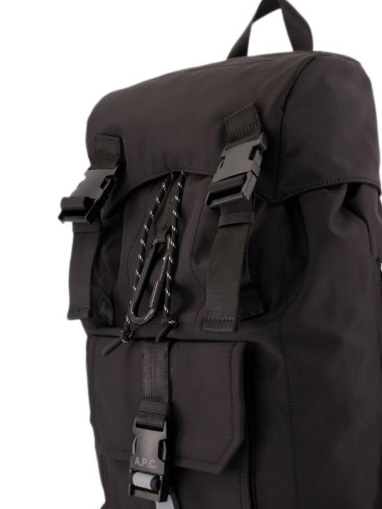 26FW 아페쎄 로고 프린트 버클 플랩 백팩 PAAGEH62631 LZZ Black - A.P.C.
