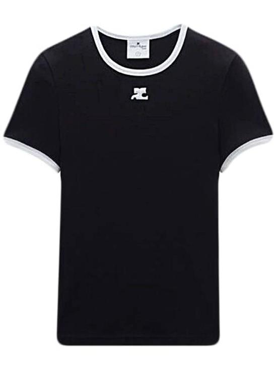 26FW 쿠레쥬 반팔 티셔츠 VESJTS017JS0070 9901 BLACK HERITAGE WHITE