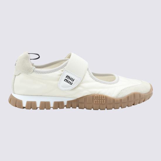 26FW 미우미우 타이어 테크니컬 스웨이드 발레리나 5F416EF005 D7CF0304 AVORIO