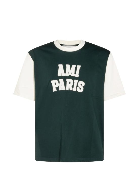 26FW 아미 반팔 티셔츠 UTS418 JE0272A244 BOTTLE GREEN IVORY