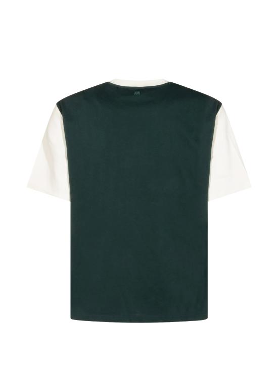 26FW 아미 반팔 티셔츠 UTS418 JE0272A244 BOTTLE GREEN IVORY - AMI