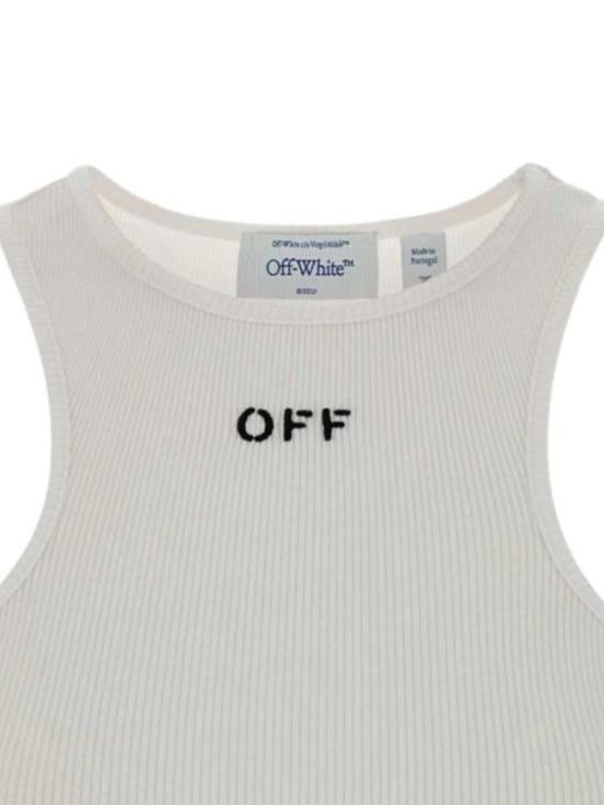 26FW 오프화이트 민소매 티셔츠 2FA00671T W102 WHITE BLACK - OFF WHITE