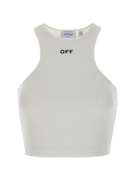 26FW 오프화이트 민소매 티셔츠 2FA00671T W102 WHITE BLACK