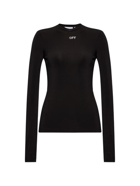 26FW 오프화이트 긴팔 티셔츠 2FB00647T W003 BLACK WHITE