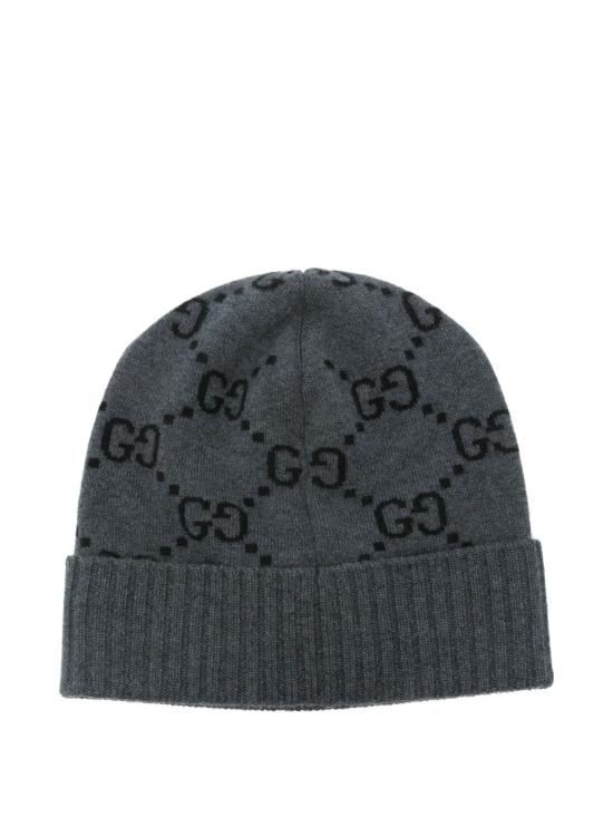 26FW 구찌 GG 캐시미어 자카드 비니 811392 4GABX1260 Graphite black - GUCCI