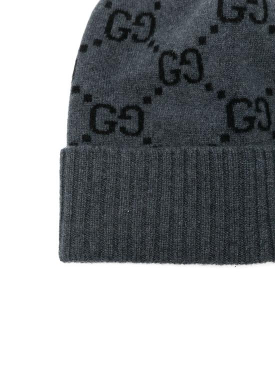26FW 구찌 GG 캐시미어 자카드 비니 811392 4GABX1260 Graphite black - GUCCI