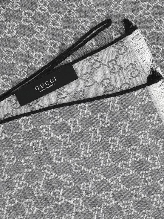 26FW 구찌 GG 울 실크 자카드 스카프 870543 4GAK31360 FLANNERR BLACK - GUCCI
