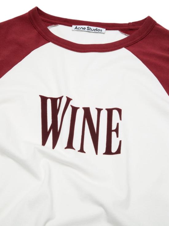 26FW 아크네 스튜디오 반팔 티셔츠 CL0490 CBS Burgundy white - ACNE STUDIOS