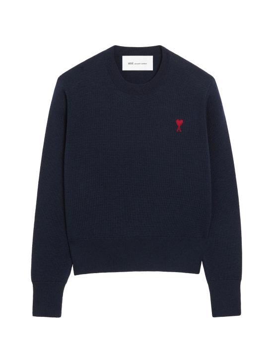 26FW 아미 ADC 자수 크루넥 스웨터 FKS826 001414 NAVY BLUE RED