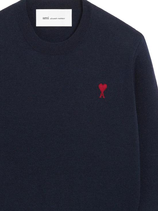26FW 아미 ADC 자수 크루넥 스웨터 FKS826 001414 NAVY BLUE RED - AMI