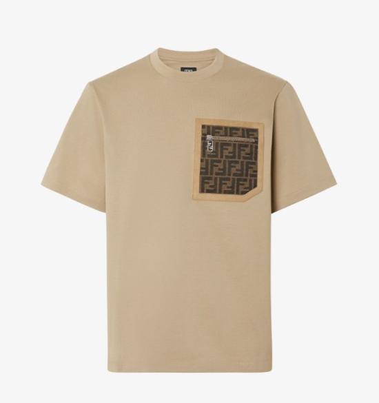 26FW 펜디 FF 포켓 저지 티셔츠 FY1257 APM4F0QB9 Beige