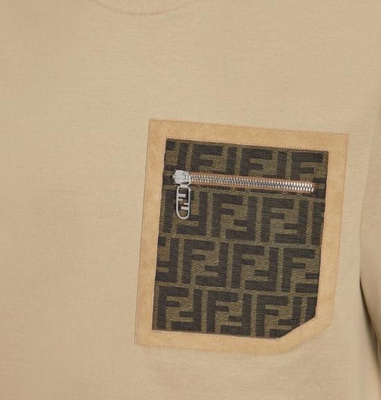 26FW 펜디 FF 포켓 저지 티셔츠 FY1257 APM4F0QB9 Beige - FENDI