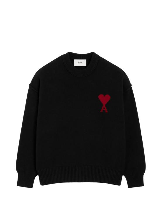26FW 아미 빅 하트 울 크루넥 스웨터 UKS838 018009 Black red