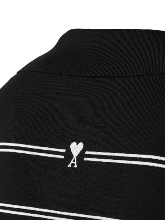 26FW 아미 폴로 티셔츠 UPL459 KN0194004 Black and white - AMI