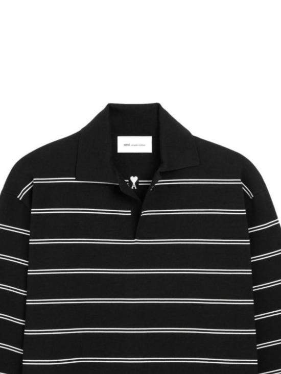 26FW 아미 폴로 티셔츠 UPL459 KN0194004 Black and white - AMI