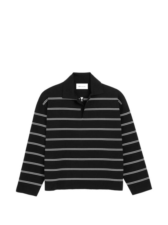 26FW 아미 폴로 티셔츠 UPL459 KN0194004 Black and white