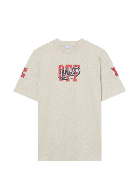 26FW 오프화이트 반팔 티셔츠 2FA00587T W063 GREY MELANGE HIGH RISK RED