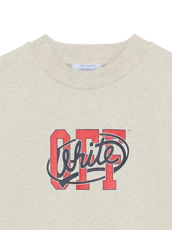 26FW 오프화이트 반팔 티셔츠 2FA00587T W063 GREY MELANGE HIGH RISK RED - OFF WHITE