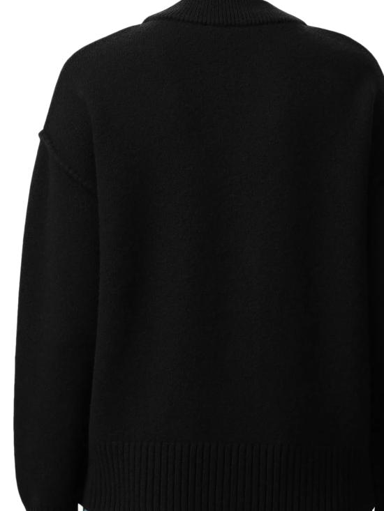 26FW 아미 하트 로고 인타르시아 V넥 가디건 UKC367 018009 BLACK RED - AMI