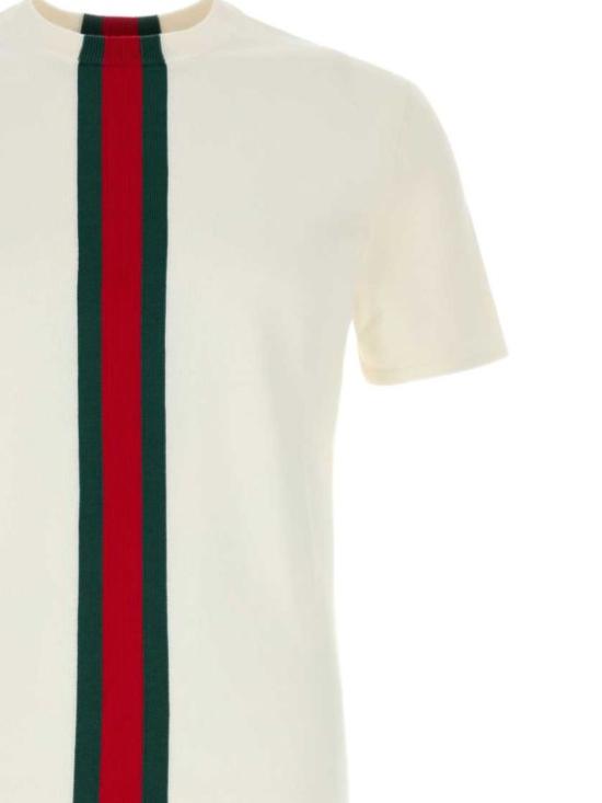 26FW 구찌 웹 인타르시아 니트 코튼 티셔츠 875176 XKFPC9043 GREEN RED - GUCCI