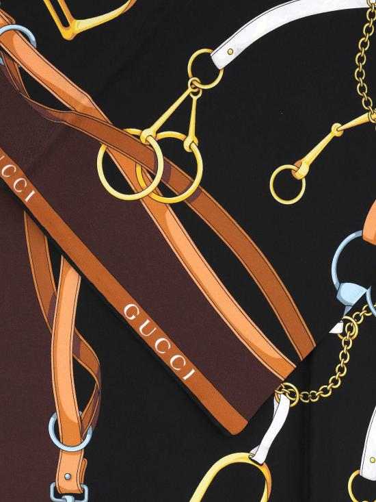 26FW 구찌 이퀘스트리안 로고 스카프 868465 3G0012560 BROWN BLACK - GUCCI