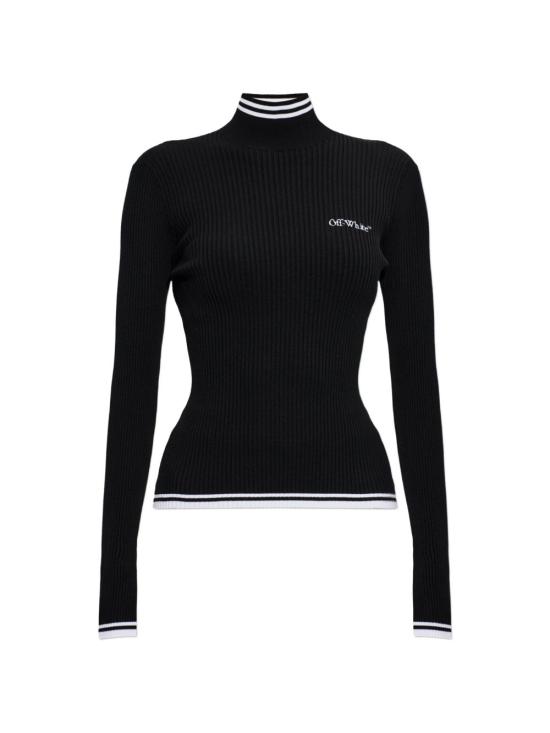 26FW 오프화이트 긴팔 티셔츠 2FB00120T W003 BLACK WHITE