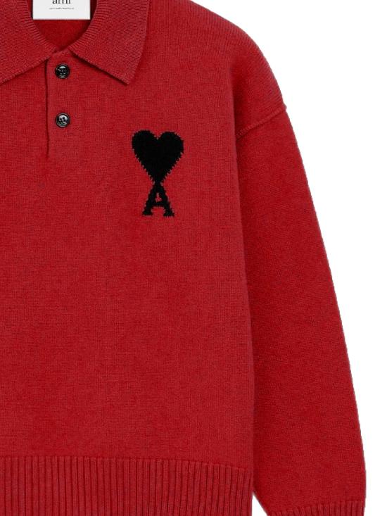 26FW 아미 폴로 티셔츠 UPL409 018A252 RUBY RED BLACK - AMI