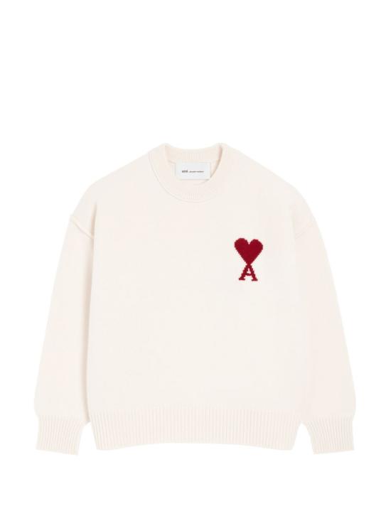 26FW 아미 빅 하트 울 크루넥 스웨터 UKS838 018154 Off white red
