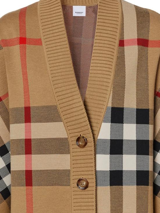 26FW 버버리 오버사이즈 핏 체크 울 블렌드 가디건 8039153 X ARCHIVE BEIGE - BURBERRY
